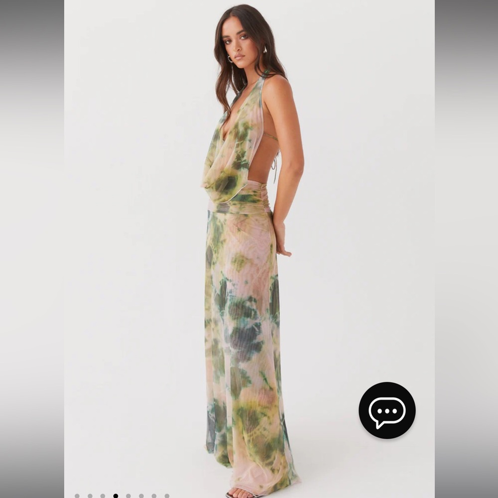 Peppermayo Green and Cream Tie-Dye Halter Maxi Dress - Picture 4 of 4